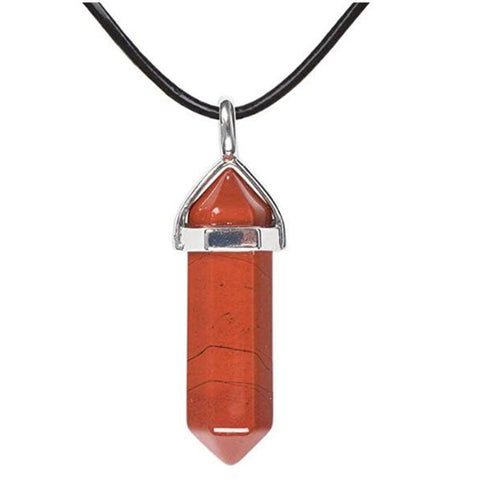 Hexagonal Pointed Stone Pendant Necklace Pendants-JW01206-Veeddydropshipping