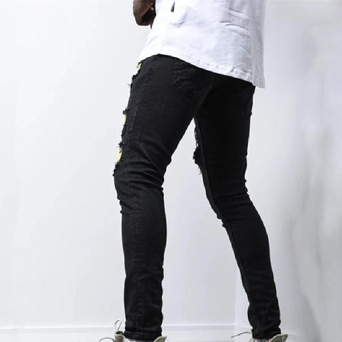 Pants Fashion Letter Patch Mid Waist Slim Fitting-MF00531-Veeddydropshipping