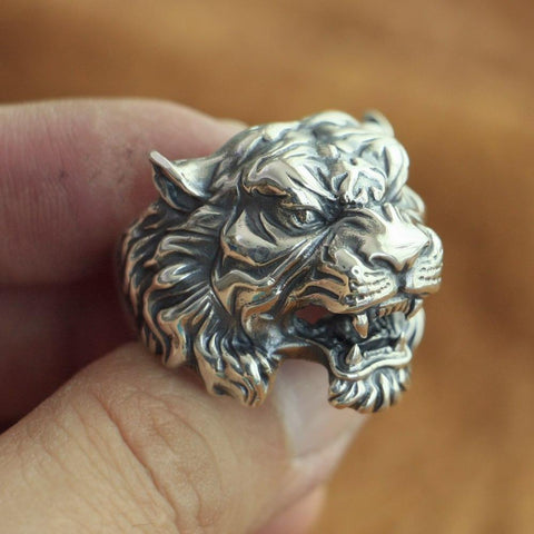 925 Sterling Silver High Details Tiger Mens Biker Punk ring Jewelry-JW00097-Veeddydropshipping