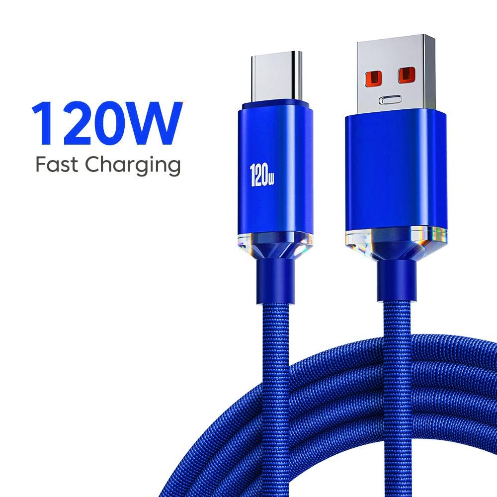 120W USB Type C Cable Fast Charging For Huawei P50 por Xiaomi 13 OPPO Samsung W23 Realme USB C-PA00009-Veeddydropshipping