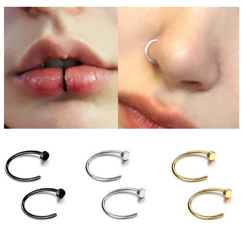 2pcs Women Men Stainless Steel Fake Nose Rings Earring-JW01370-Veeddydropshipping