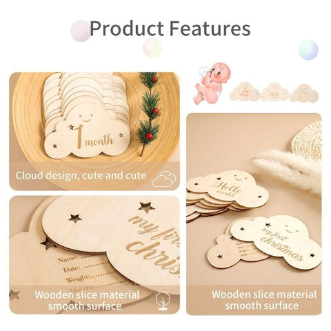 8PCS/set Wooden Baby Milestone Cards Cute Cloud Shape Milestone-TB00785-Veeddydropshipping