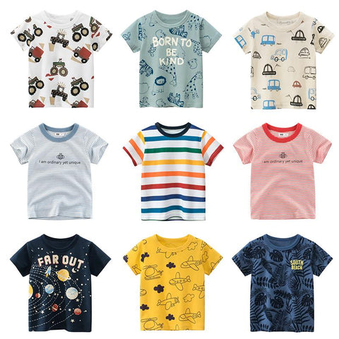 Boys T Shirt Short Sleeves Cotton Tops Girls Baby Children Clothing-TB01125-Veeddydropshipping