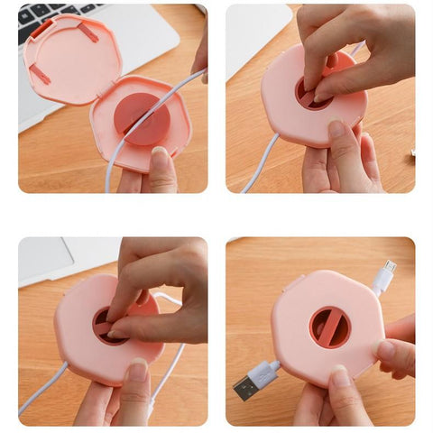 Data Cable Storage Case Wire Winder Box Portable Multifunctional Cable Hexagonal Container USB-PA00865-Veeddydropshipping