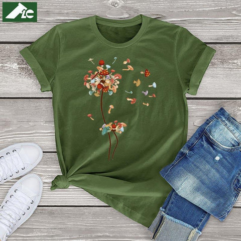 Dandelion Mushroom T Shirts for Women Clothing-WF00012-Veeddydropshipping