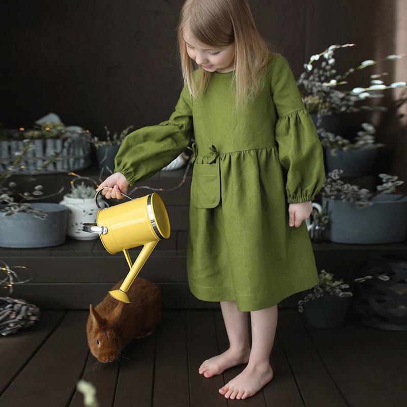 Kids Girls Retro Cotton Dress Autumn Children Korean-Veeddydropshipping