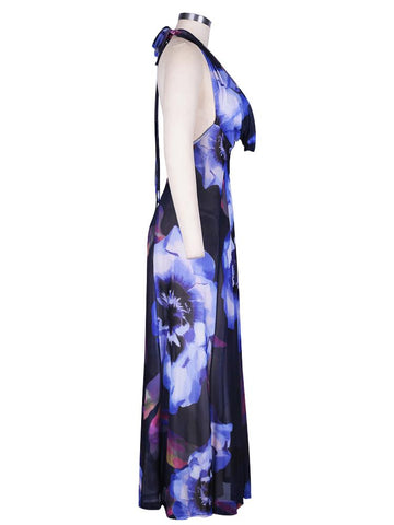 Backless Maxi Dress Women Sexy Purple Print-WF00009-Veeddydropshipping