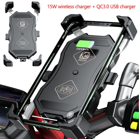 Motorcycle Phone Holder Bike Mobile Stand Bicycle Cell Phone Support Bracket with USB QC3.0 Fast Charging-PA00506-Veeddydropshipping