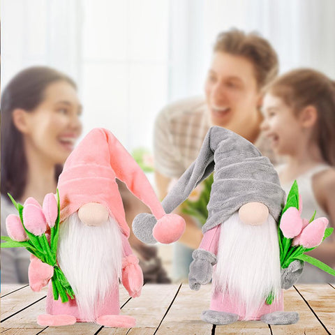 Faceless Gnome Doll Holding Tulip Bouquet-HA00761-Veeddydropshipping