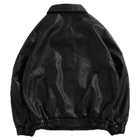 Black Soft Faux Leather Jacket Motorcycle Biker Fashion Leather Coats-MF01388-Veeddydropshipping