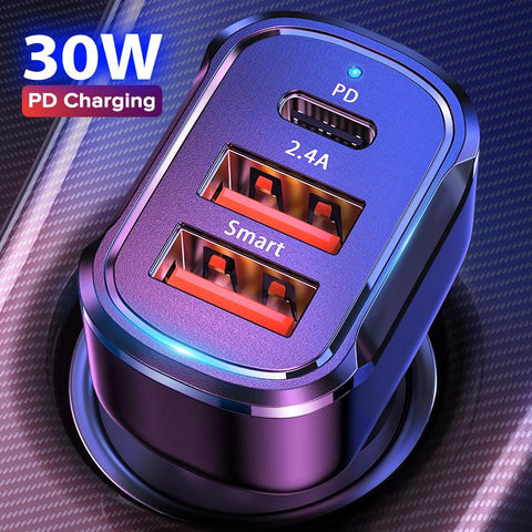 30W PD USB C Car Charger Quick Charge 4.0 3.0-PA01129-Veeddydropshipping