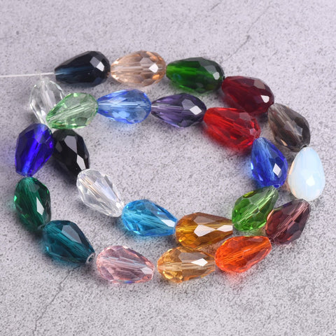 Pear Shape Faceted Crystal Glass Crafts Beads for Jewelry Making DIY-JW01640-Veeddydropshipping