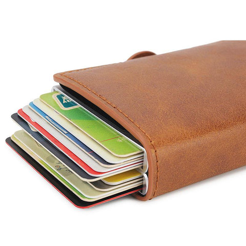Card Holder Wallet Leather Metal Aluminum Business Bank-BS00597-Veeddydropshipping