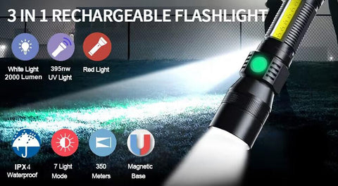 UV Light &amp; Strong Light Flashlight USB Rechargeable Camping Lantern-TI00755-Veeddydropshipping