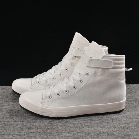Men Flats Shoes All Black White Casual Shoes Mens Canvas-BS01415-Veeddydropshipping