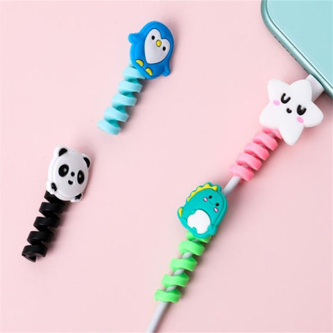Cartoon Spiral USB Protector Charge Cable Silicone Bobbin Winder For Cell Phone-PA00941-Veeddydropshipping