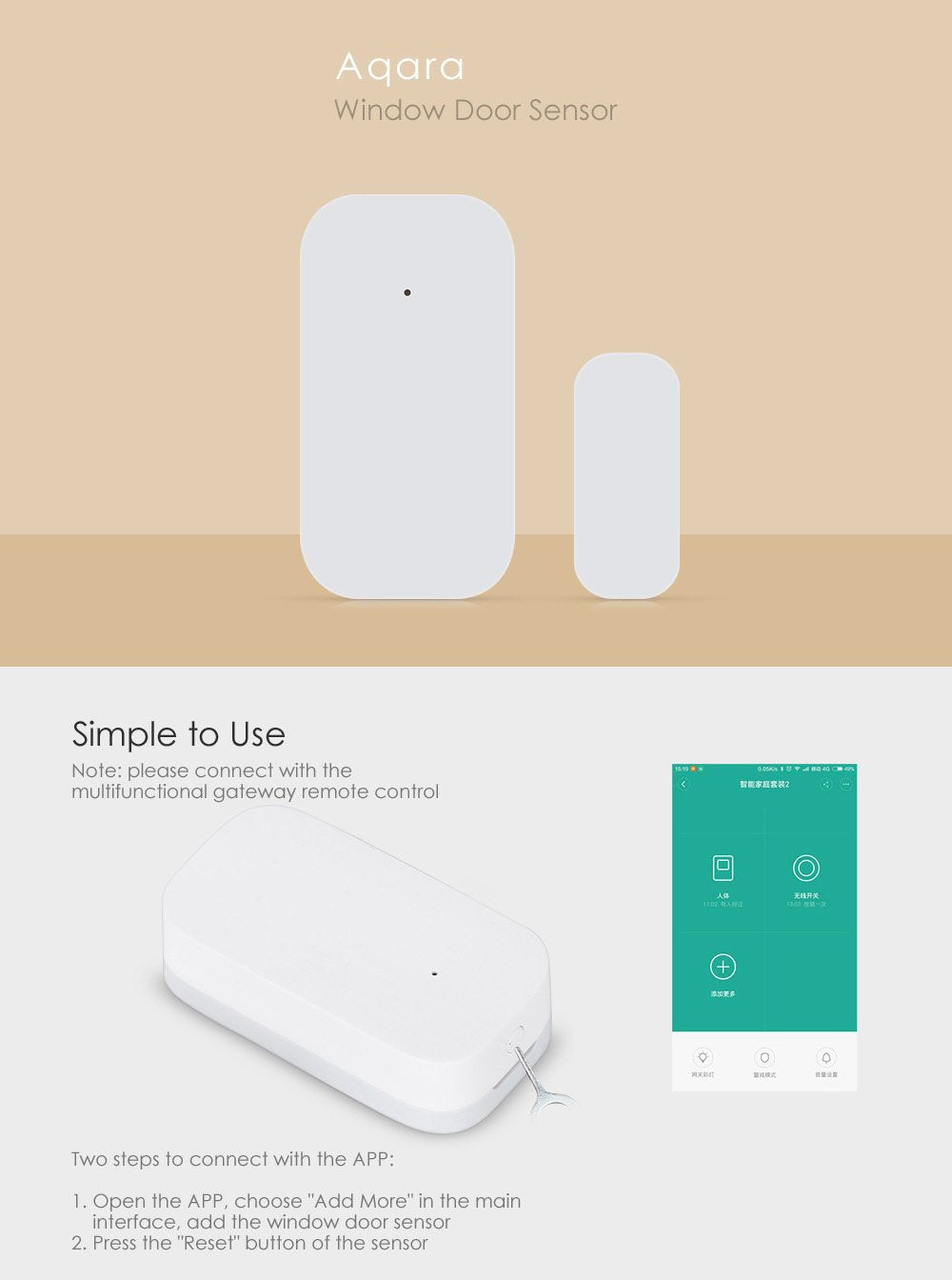 Door Window Sensor Zigbee Wireless Connection Smart Mini Door Sensor-CE00537-Veeddydropshipping