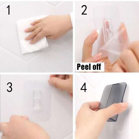 2021 Universal Wall-mounted Phone Holder Bedside Mobile Phone Charging Stand Shelf Non-marking-PA00539-Veeddydropshipping