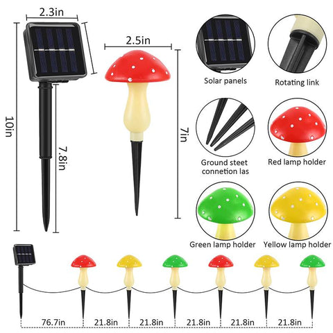 Solar Mushroom String Lights Smart Light Sense Garden Lights Outdoor-TI00832-Veeddydropshipping