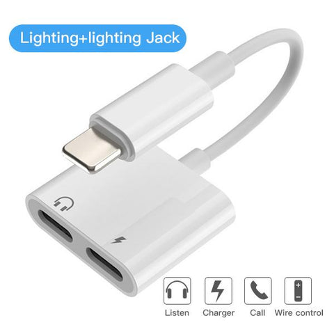Dual Lighting Audio Adapter For IPhone XS MAX XR X 8 Plus 3.5mm Jack Earphone-PA00994-Veeddydropshipping