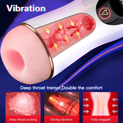 Automatic Male Masturbator Cup Sucking Vibration Blowjob Real Vagina Pocket -BH01294-Veeddydropshipping
