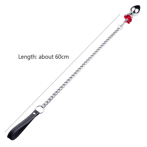 Traction Chain Bell Anal Plug Metal Anal Beads Crystal Anus Expander Erotic Beads -BH01211-Veeddydropshipping