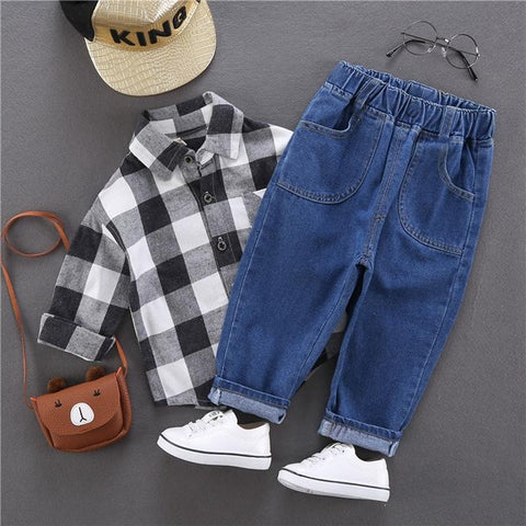 Boys Jeans Kids Casual High Waist Jean Pant Cartoon Printed Denim-TB01258-Veeddydropshipping