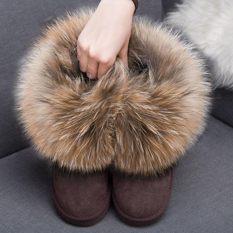 Snow Boots,Real Cowhide,Fox Wool Classic Women-BS01028-Veeddydropshipping