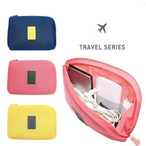 Travel Zipper Cosmetic Bag Women Casual USB Data Cable Headset Earphone Solid-PA00912-Veeddydropshipping