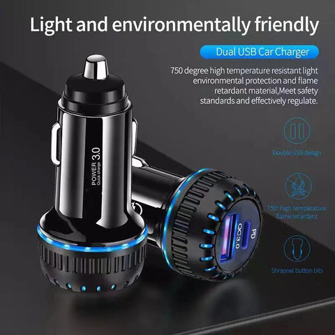 Dual Ports PD Car Charger USB C Quick Charge 3.0 USB-PA01143-Veeddydropshipping