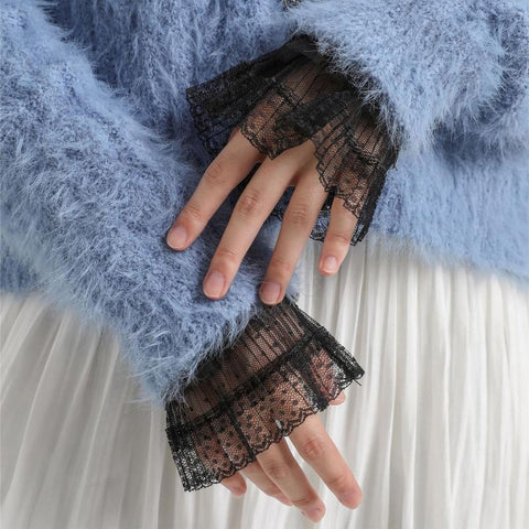 Women Fake Flared Sleeves Blouse Wrist Warmers-WF01164-Veeddydropshipping