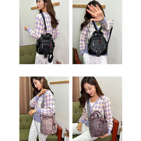 Soft PU Leather Korean Version Kawaii Fashion Backpack Multi-purpose-BS00049-Veeddydropshipping