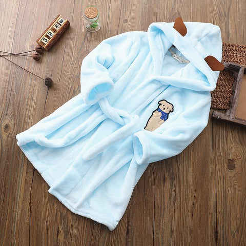 Flannel Thick Lovely Baby Girls Cartoon Hooded Bathrobe Child-TB01084-Veeddydropshipping