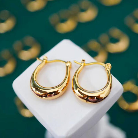 Real 18K Gold Hoop Earring Pure Luxury Vintage Earrings-JW00555-Veeddydropshipping