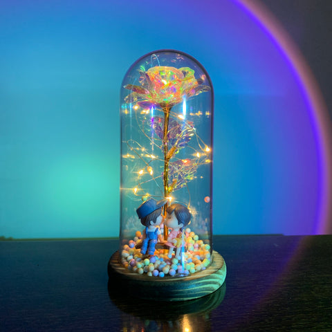 Flower Beauty and the Beast Led Eternal Rose in Glass-HA00666-Veeddydropshipping