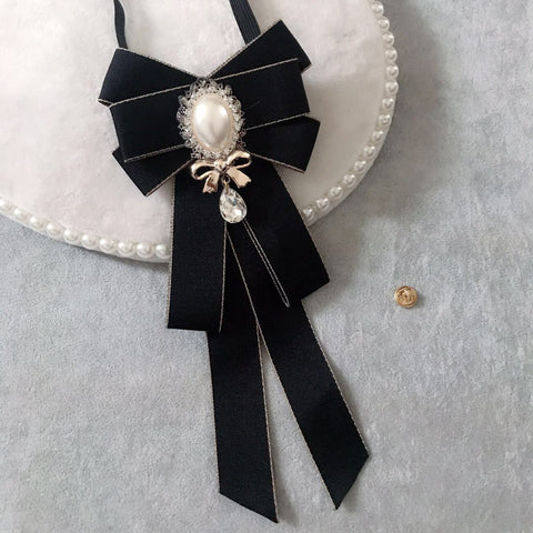 Korean Bow Tie Brooches for Women-WF01179-Veeddydropshipping
