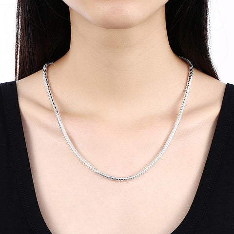 925 Sterling Silver Inch Snake Chain Bracelet Necklace Sets -JW00195-Veeddydropshipping