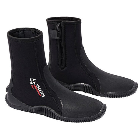 Unisex-Adult Basic 5mm Neoprene Black Wetsuit Scuba Diving Boots with Side Zipper-OS00120-Veeddydropshipping