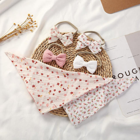 Feeding Burp Cloth with Bow Headband Adjustable Muslin-Veeddydropshipping-3