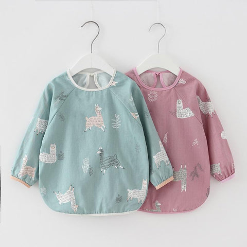 Baby Kids Toddler Long Sleeve Scarf Waterproof Art Smock Feeding Bib-TB00341-Veeddydropshipping