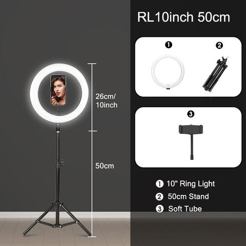 26 16 cm Selfie Ring Light with Tripod Stand &amp; Mobile Holder Photography Led Rim Of Lamp-PA00813-Veeddydropshipping