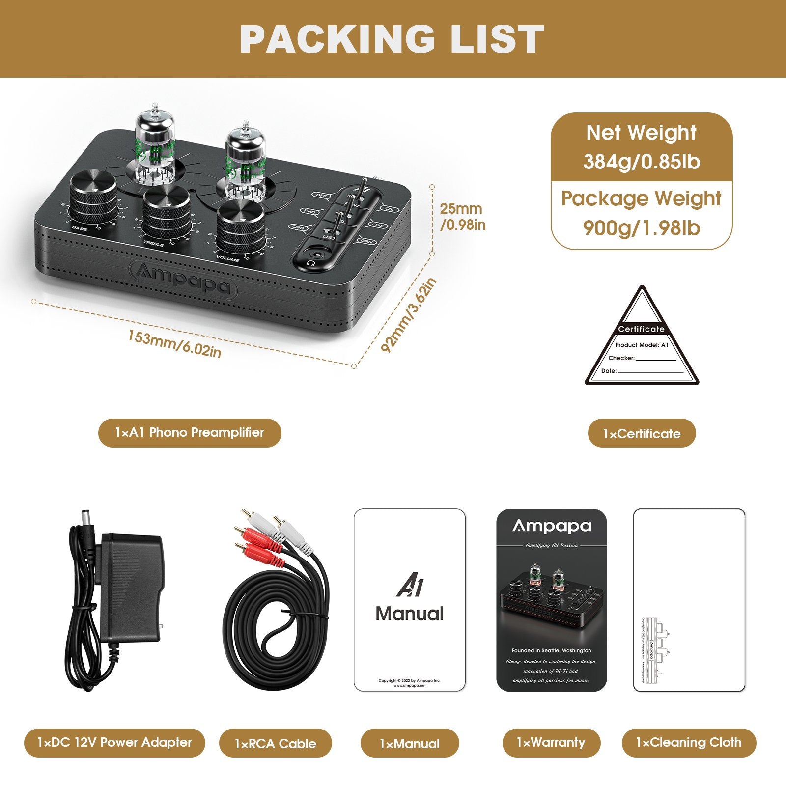 Vacuum Tube Phono Preamp Audio Headphone Amplifier-Veeddydropshipping