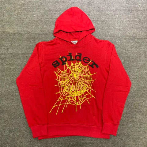  Men Women Foam Printing Spider Web Hooded Young Thug Pullover-Veeddydropshipping