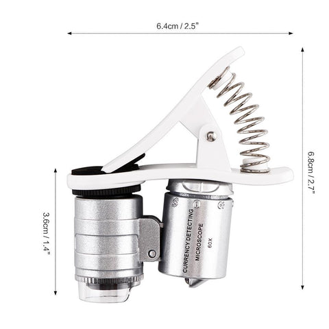 Clip Microscope 60X LED Adjusted Lens Magnifier-PA01292-Veeddydropshipping