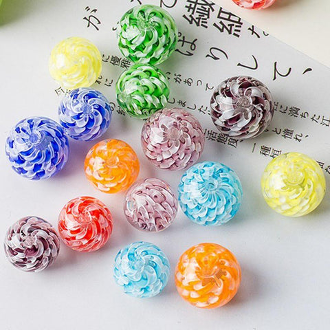 Round Ball Shape Helix Glass Loose Crafts Beads For DIY -JW01480-Veeddydropshipping