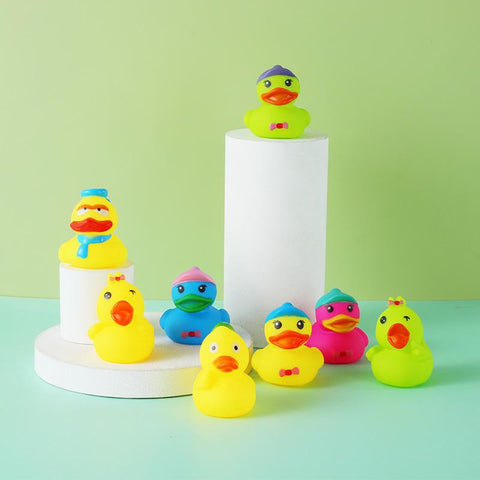 5-40PCS Baby Bath Toys Soft Rubber Duck Squeeze Sound-TB01533-Veeddydropshipping