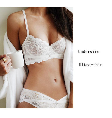 Women Ultra-thin Bra Set  Lace Sexy Underwear-WF00792-Veeddydropshipping