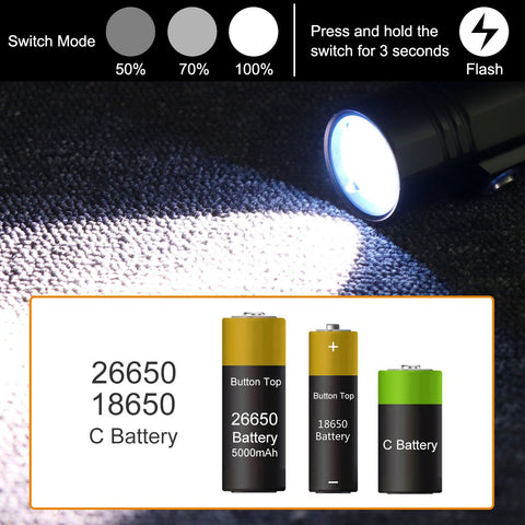 SecurityIng 800LM Diving Main Flashlight IPX8 Waterproof Scuba Night Dive-TI00965-Veeddydropshipping