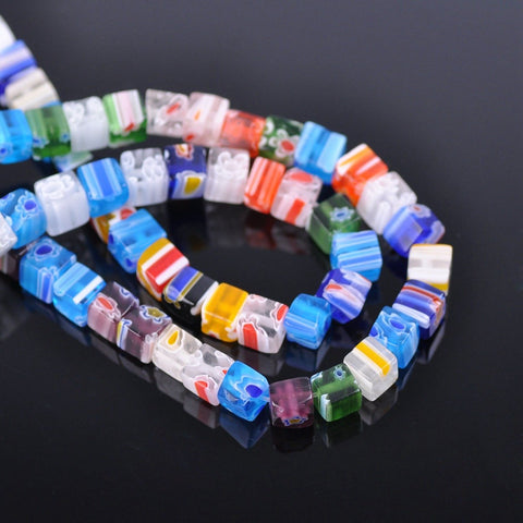 Sauqre Shape Mixed Flower Patterns  for DIY Crafts Jewelry -JW01509-Veeddydropshipping