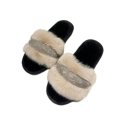 House Shoes For Faux plush Non-Slip Warm Slippers Women-BS01289-Veeddydropshipping